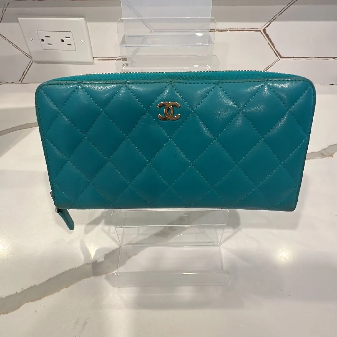 Product image for Chanel Lambskin Tiffany Blue Long Wallet