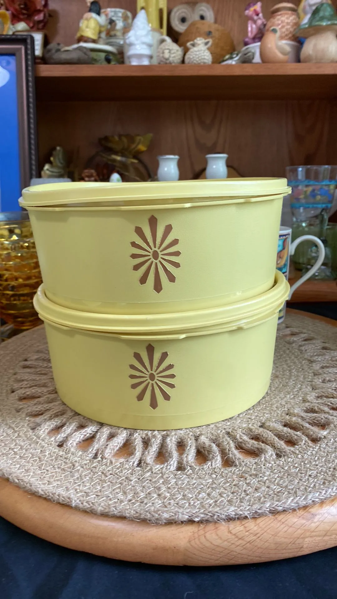 Product image for 18. Vintage Tupperware 1204-7 Sunburst Yellow Canister with Lid