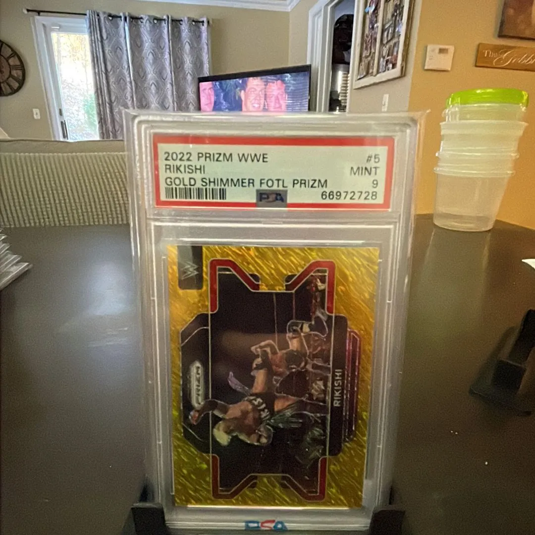 Product image for 2022 Panini Prizm Wwe Rikishi Gold Shimmer Fotl Prizm PSA MINT 9
