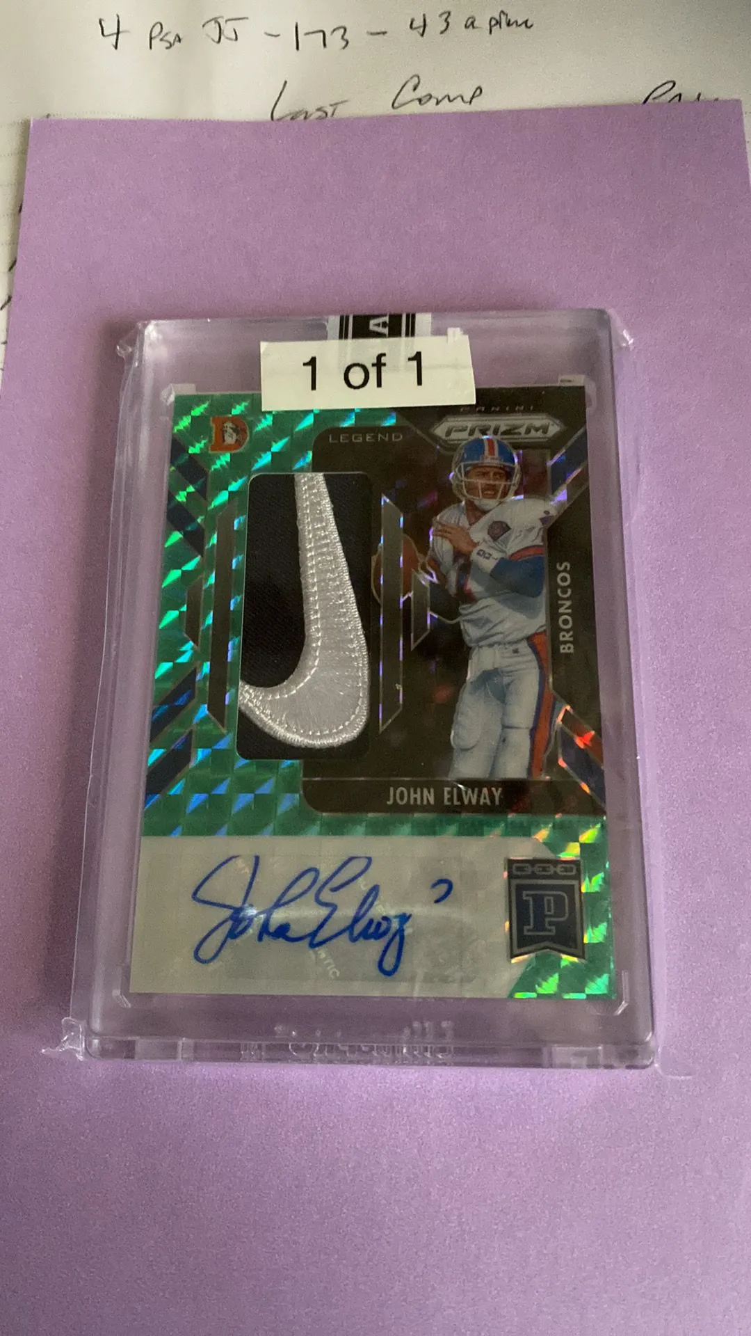 Product image for 2021 prizm John Elway Denver Broncos 1 of 1 Auto Nike Swoosh