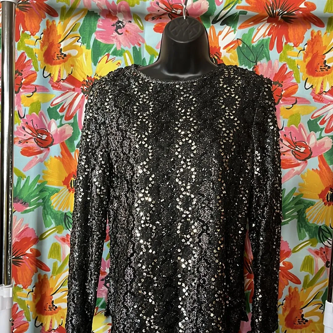 Product image for Black and silver sequin formal blouse