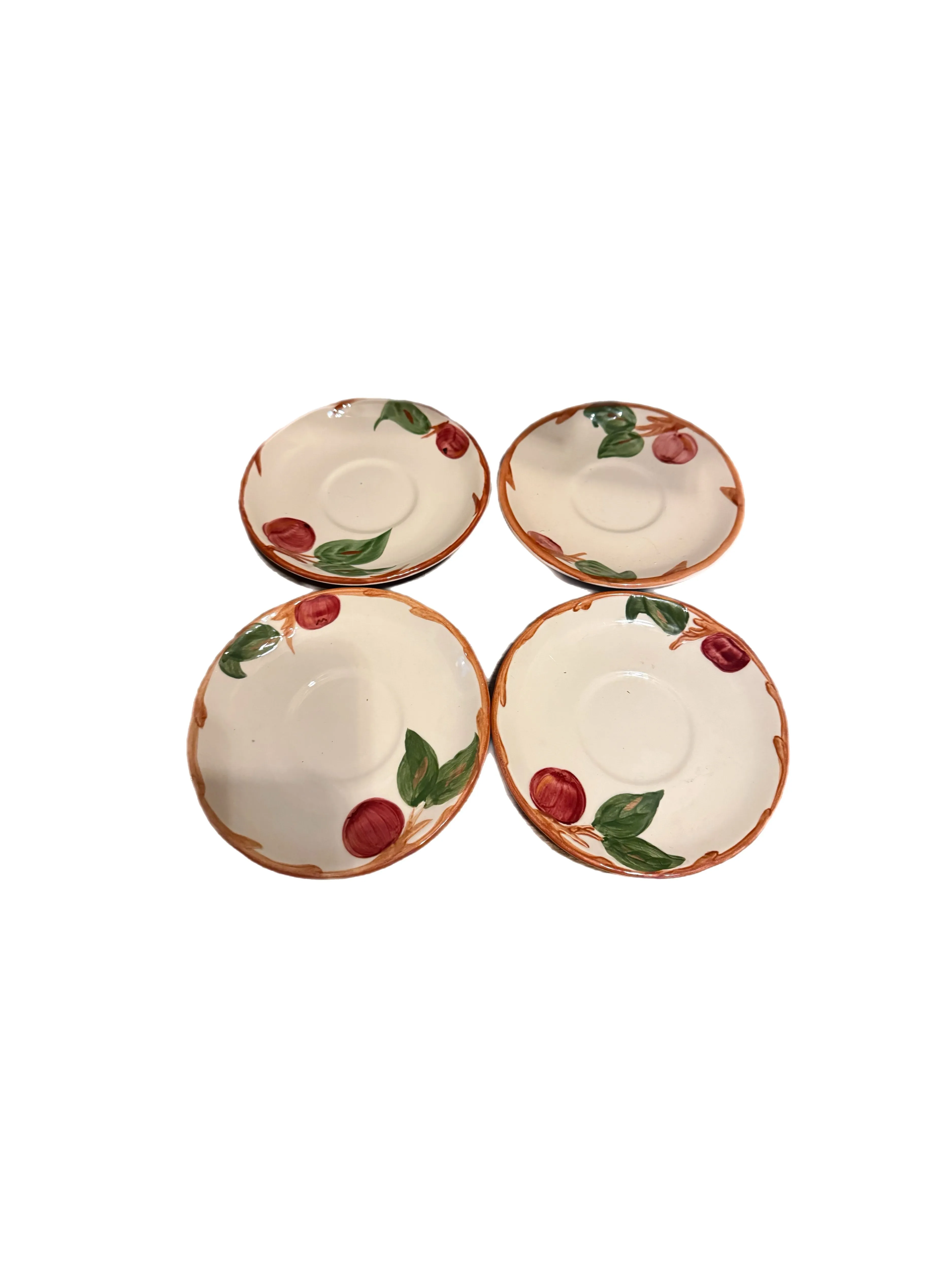 Product image for 4 Vintage Franciscan Apple Blossom Saucers Hand Painted 1940’s