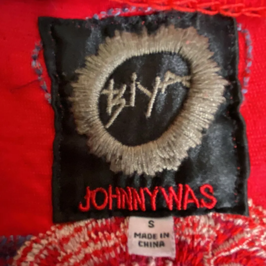 Product image for Johnny Was Embroidered Hooded Size Small Crimson Sweater Coat Duster Boho Cardigan Long Retail $499