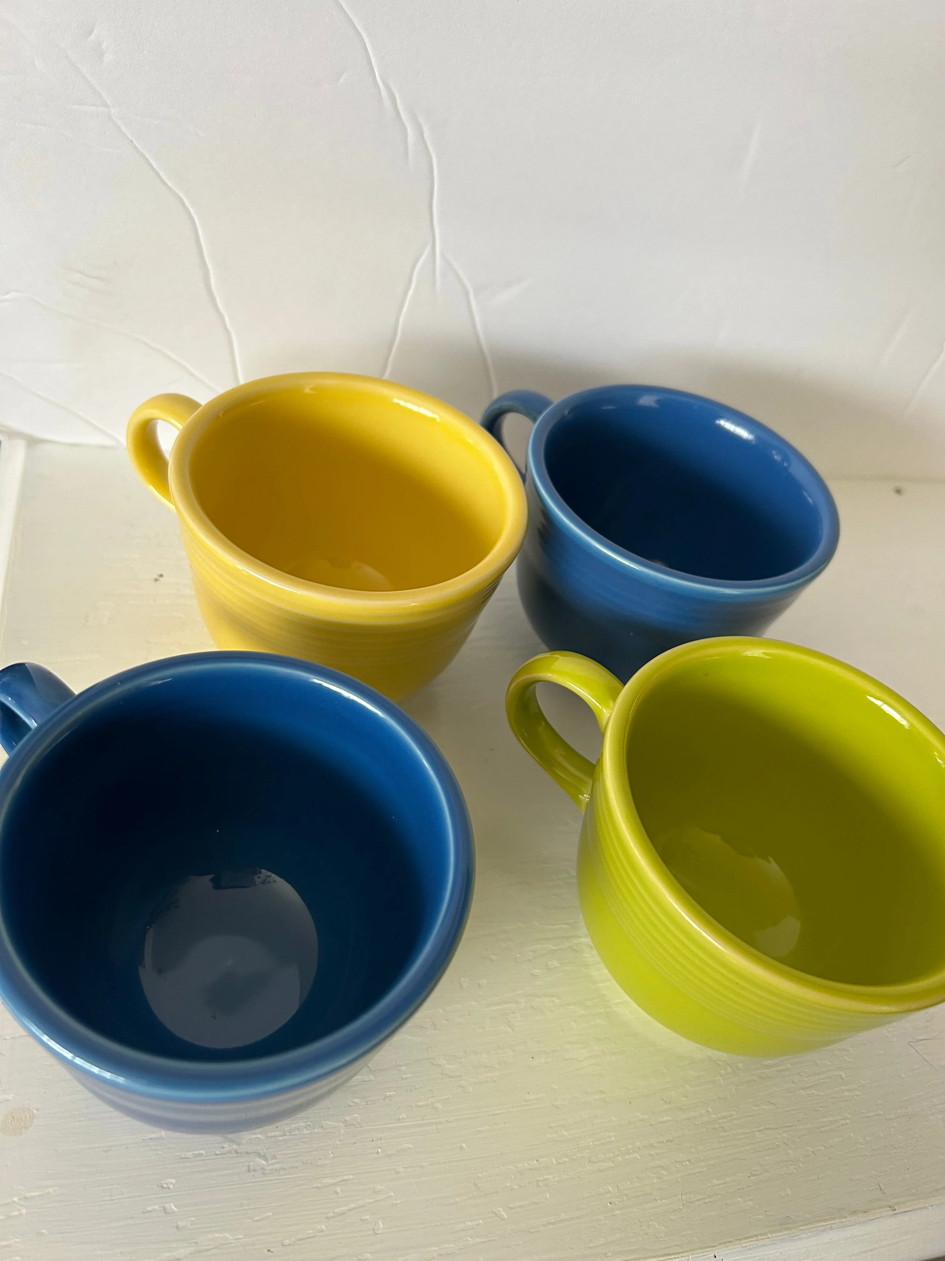 Product image for 4 fiesta ware small cups 2 blue 1 green 1 yellow