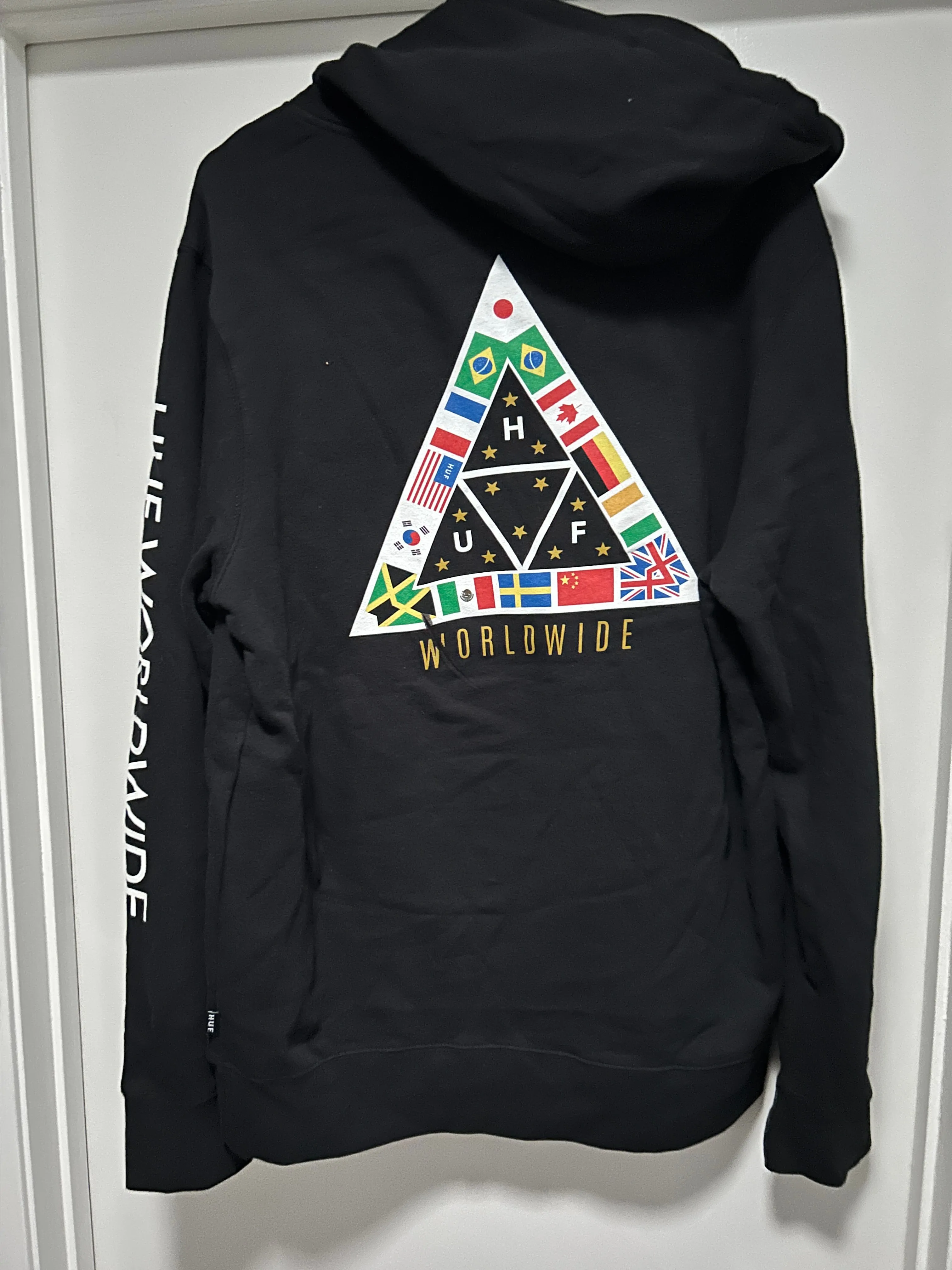 Product image for New HUF Global Worldwide Hoodie. Size Large (minor misprint)