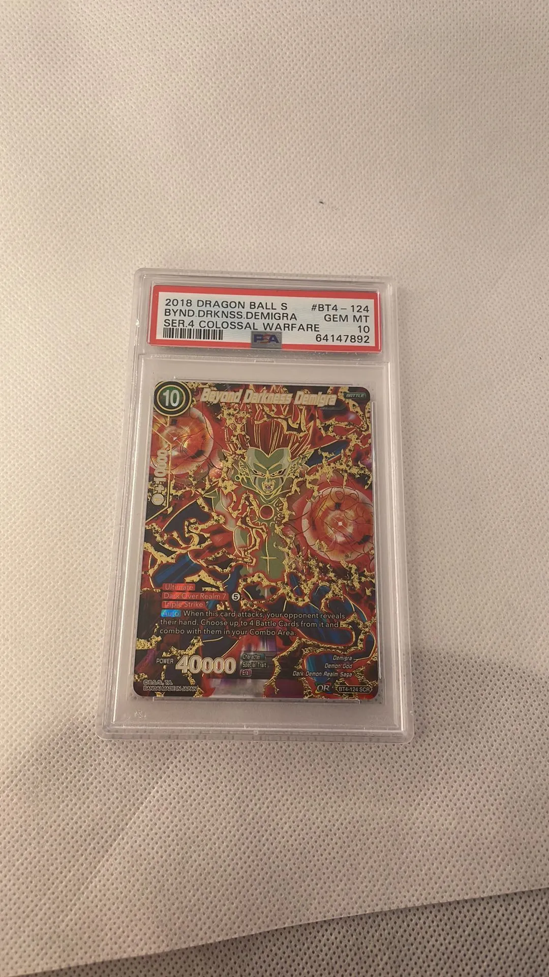 Product image for beyond darkness demigra bt4-124 scr psa 10 dragon ball super card game