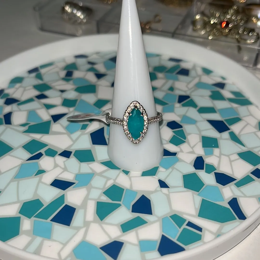 Product image for Rhodium Emerald Quartz Ring
