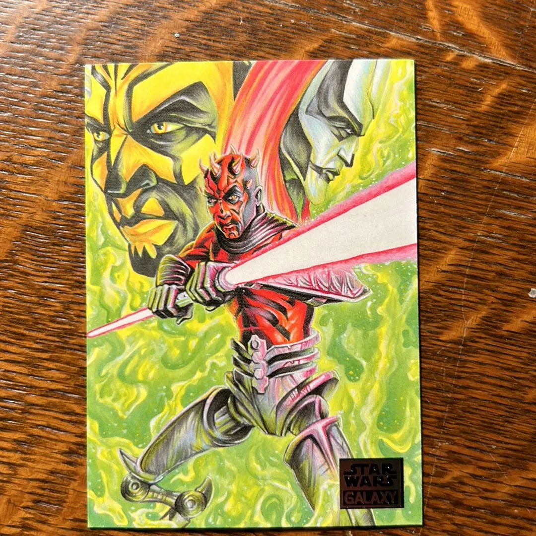 Product image for Star Wars Galaxy Base Card 27 Darth Maul Reborn- Directly from and signed by the artist!