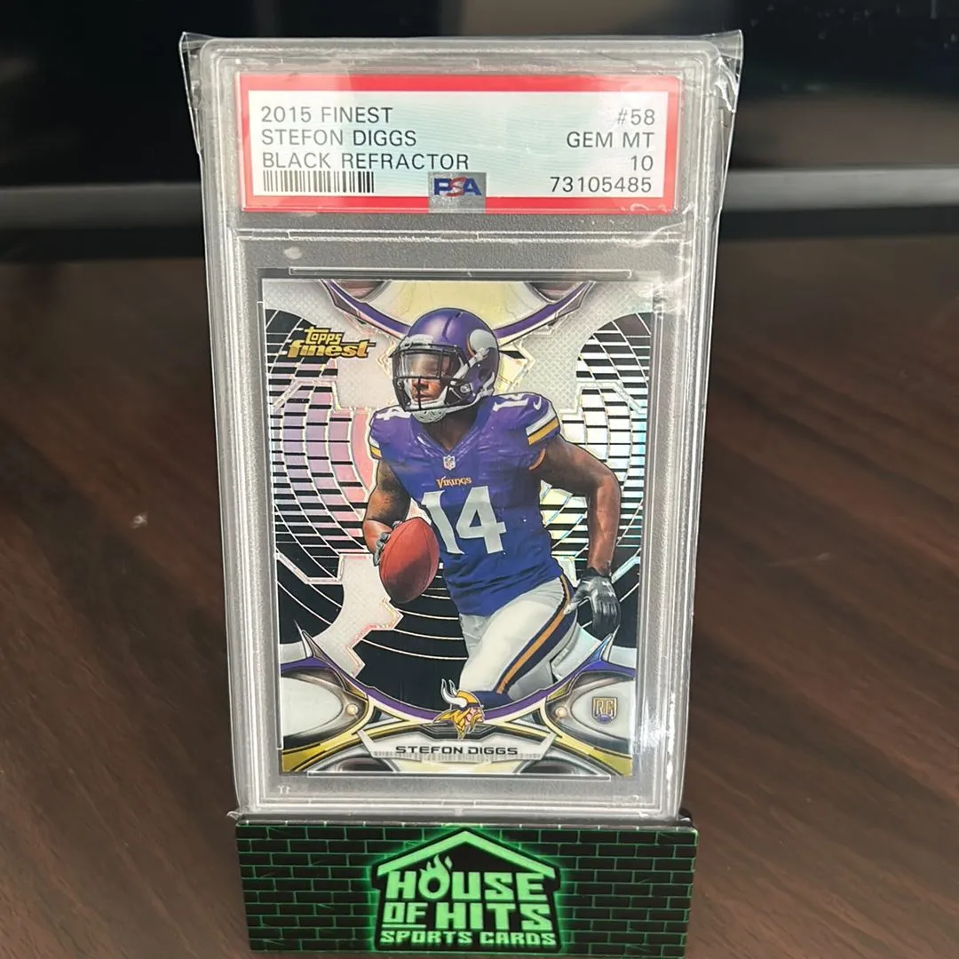 Product image for 2015 Finest Stefon Diggs 58 Black Refractor PSA GEM MT 10