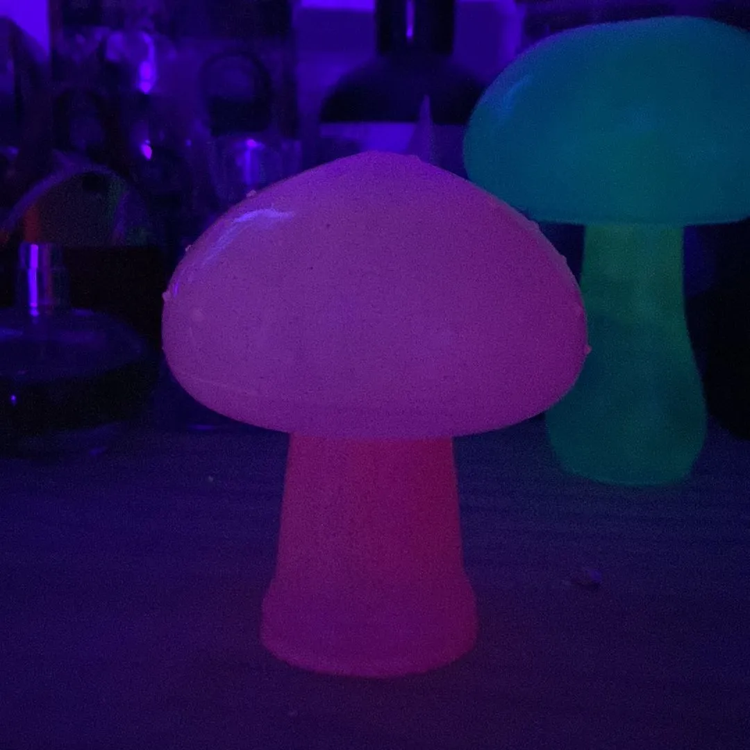 Product image for Epoxy resin little pink glow in the dark mushroom