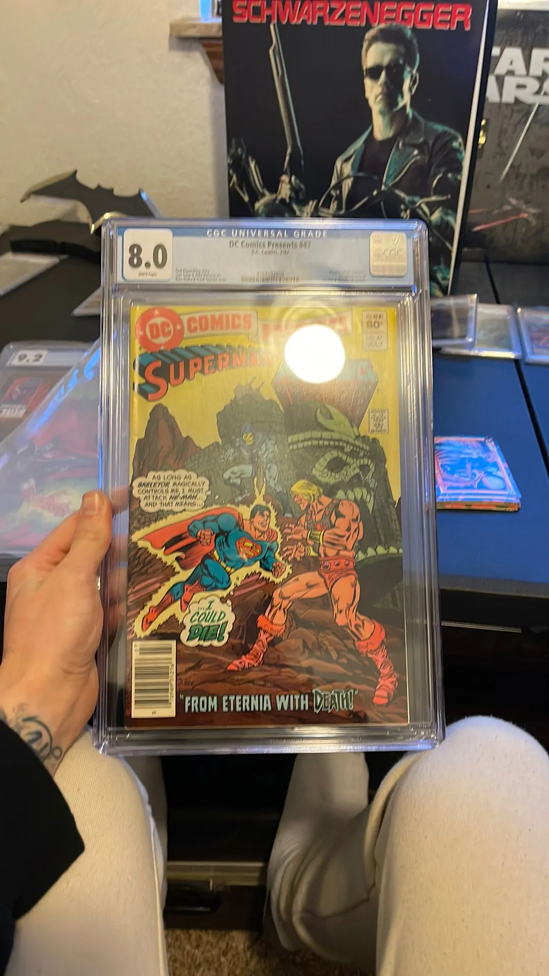 Product image for CGC grade 8.0 Superman Masters of the universe first appearance of he-man and skeletor in comics.