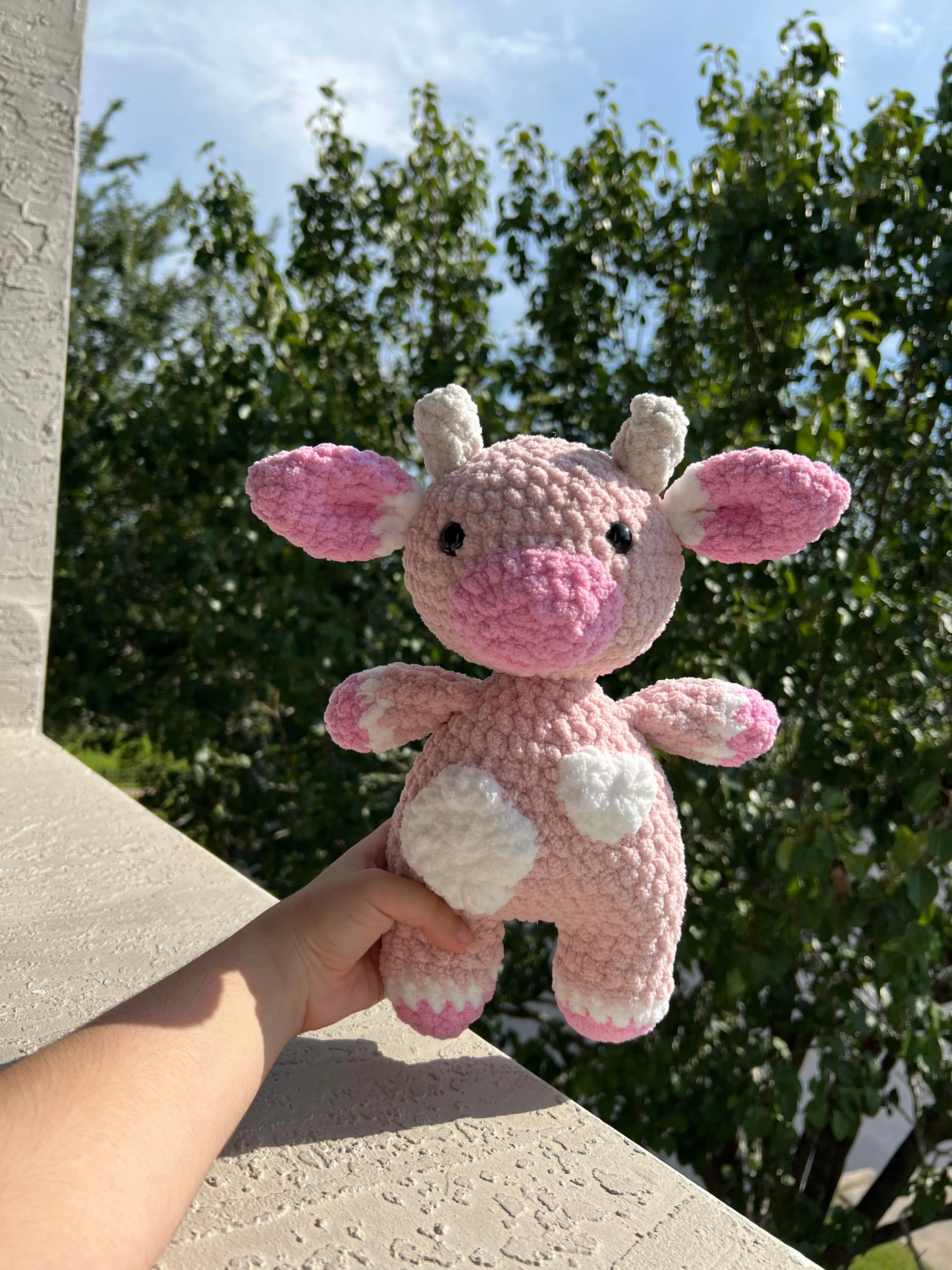 Product image for Pink Crochet Amigurumi Cow