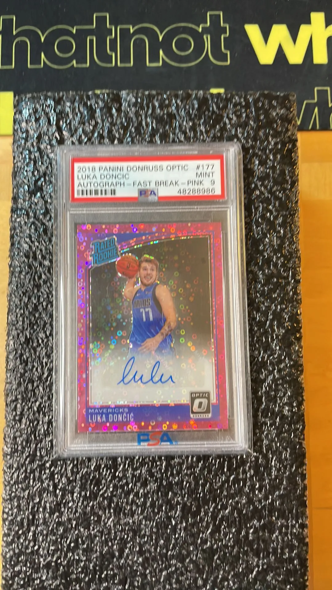 Product image for 2018 Panini Donruss Optic Luka Doncic 177 Auto-Fast Break-Pink PSA MINT 9