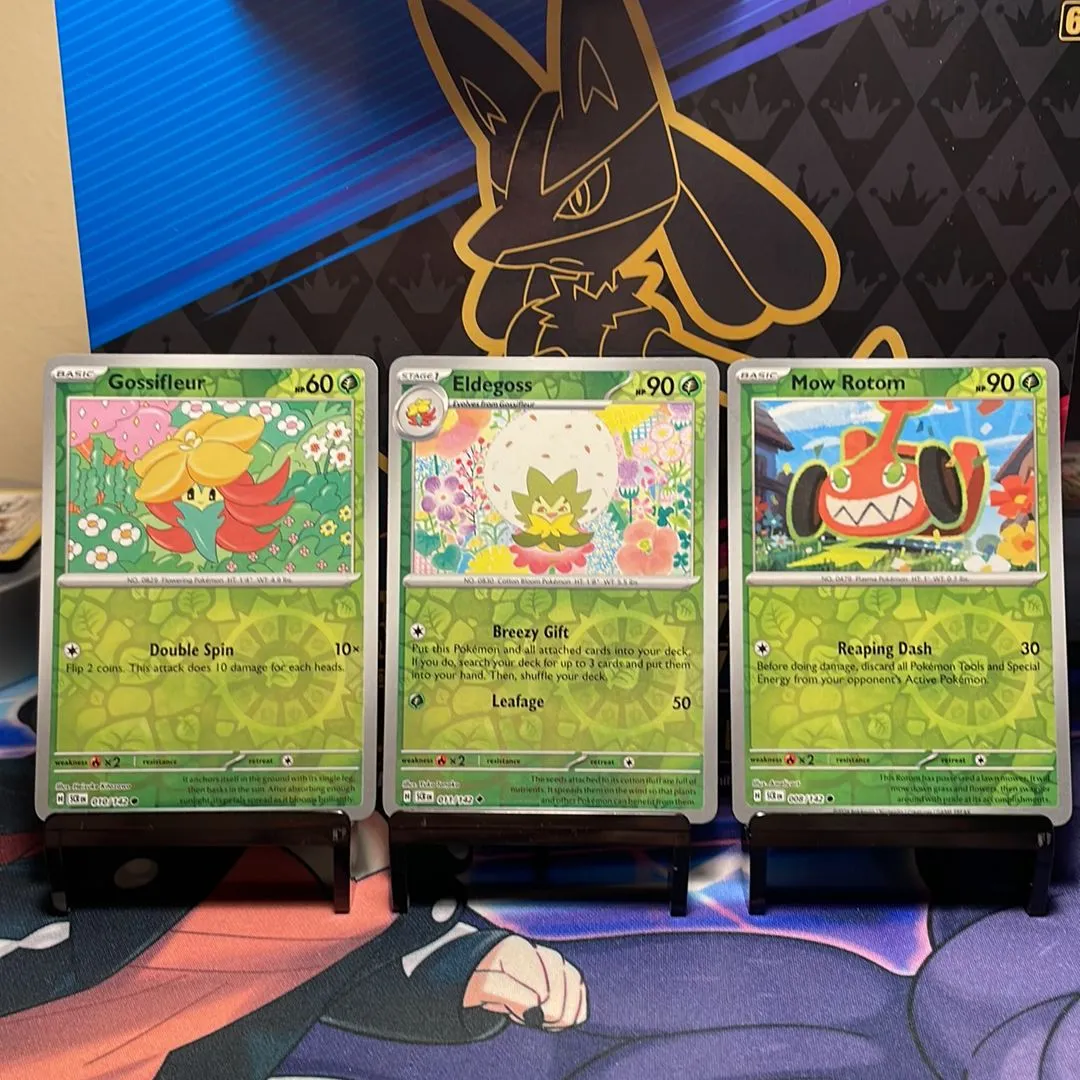 Gossifleur, Eldegoss, & Mow Rotom Reverse Holo 3 Pokmon Card Bundle  Stellar Crown Scarlet & Violet  Whatnot: Shop, Sell, Connect
