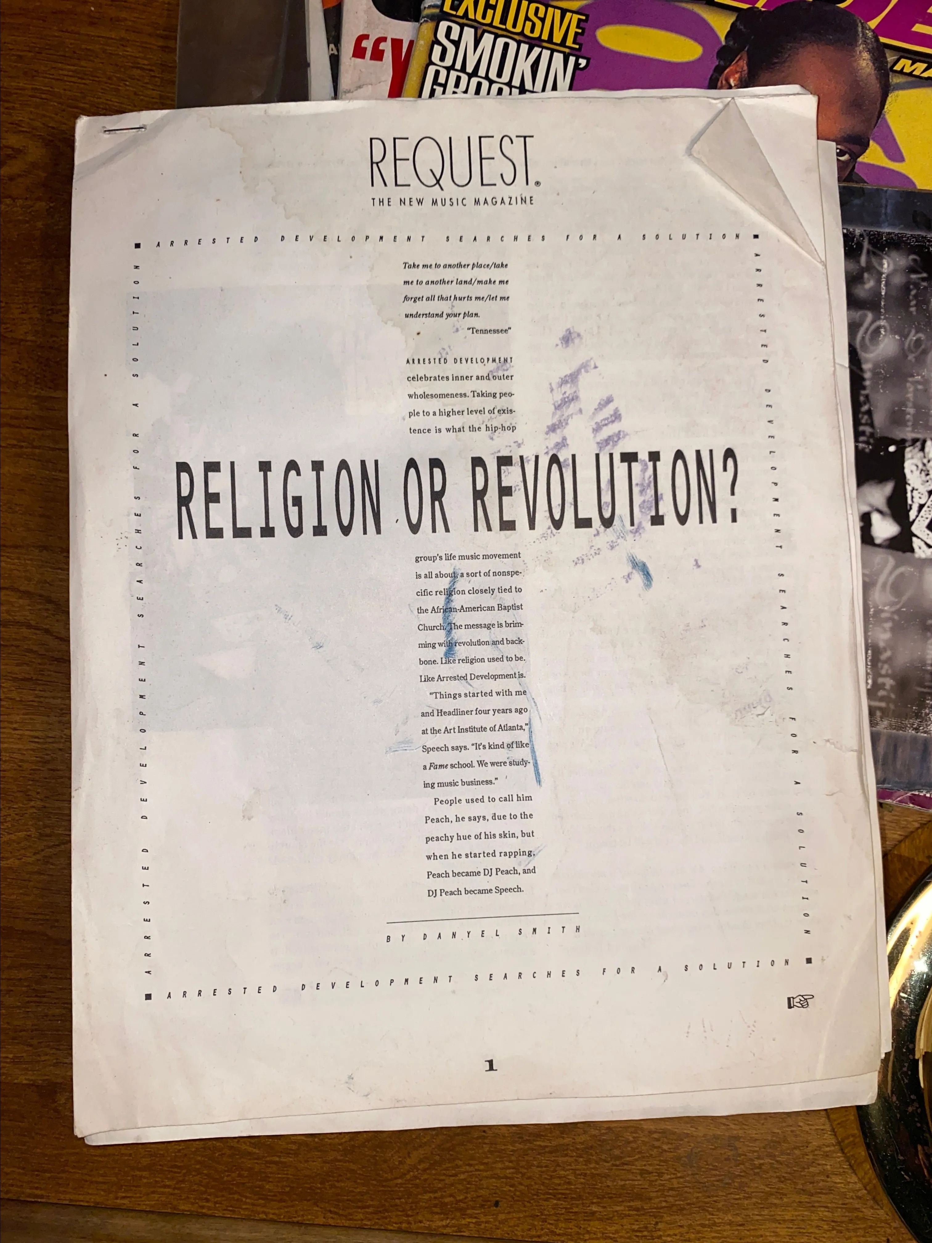 Product image for REQUEST the new music magazine featuring Arrested Development, discussing their music, message, and