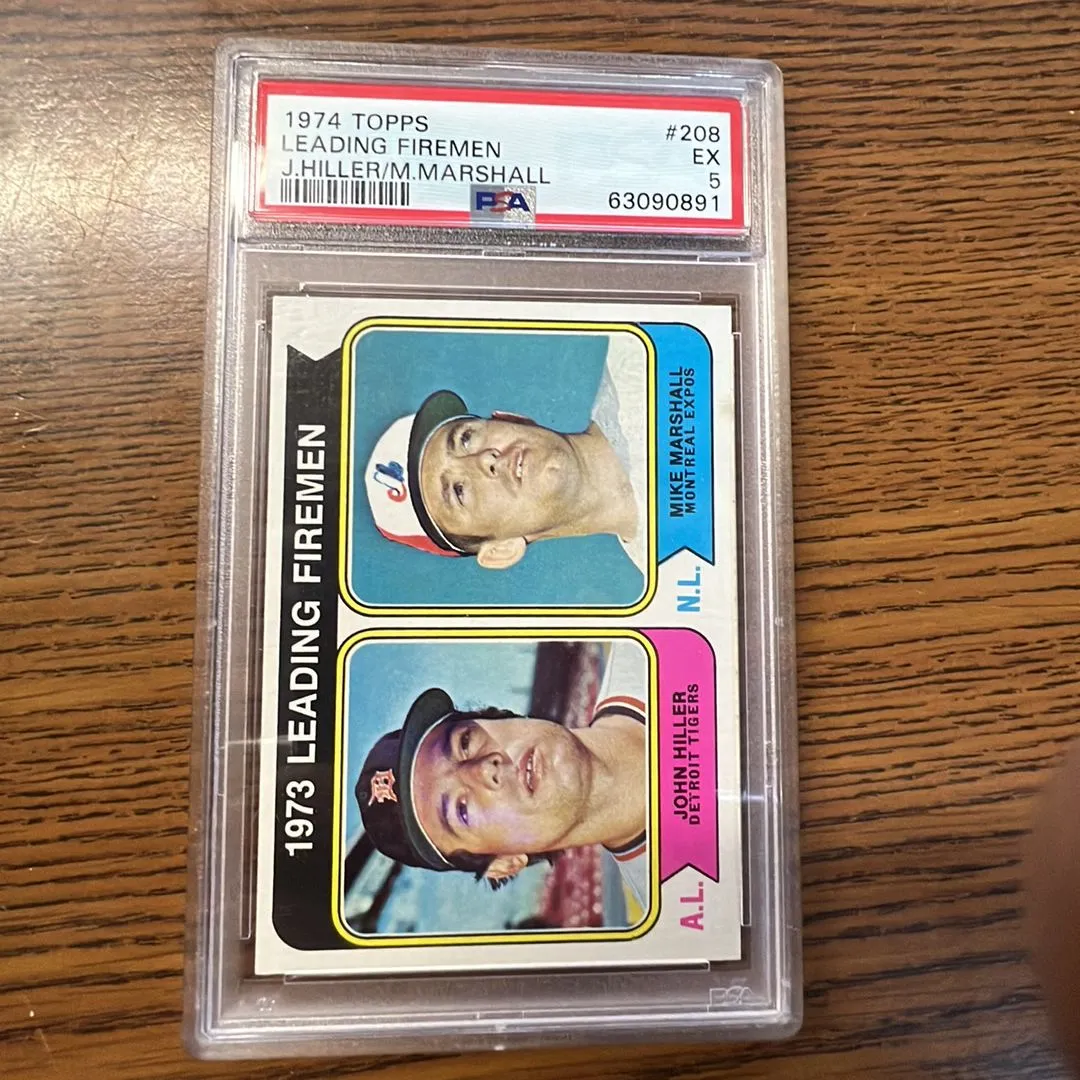 Product image for 1974 Topps Leading Firemen 208 J.Hiller/M.Marshall PSA EX 5