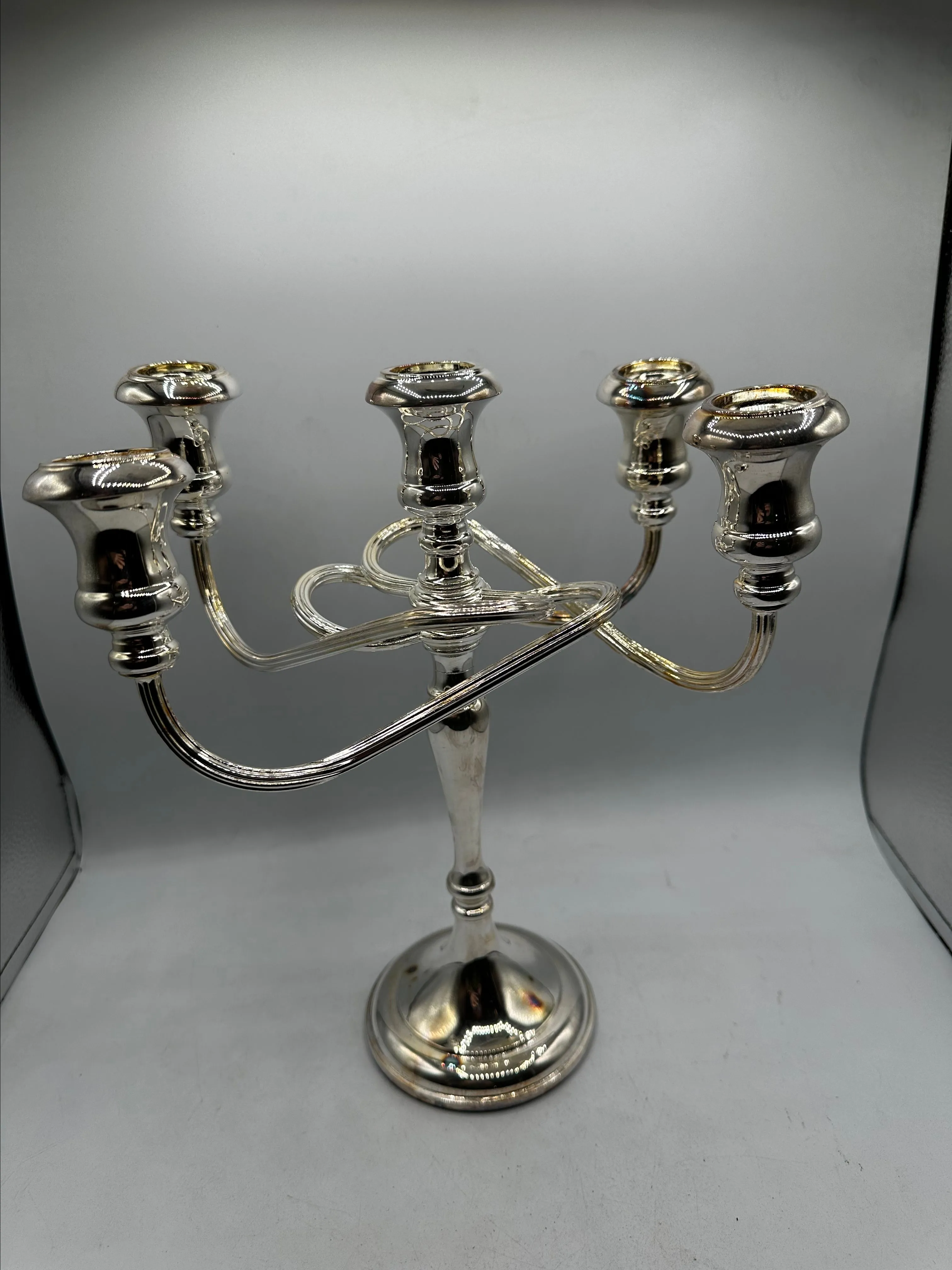 Product image for Silverplated Swing Arm Adjustable Candle Holder Candelabra-5 Arm 12"