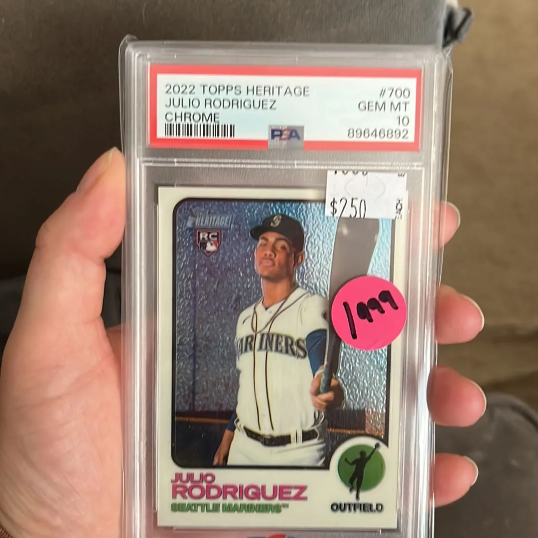 Product image for 2022 Topps Heritage Julio Rodriguez 700 Chrome PSA GEM MT 10