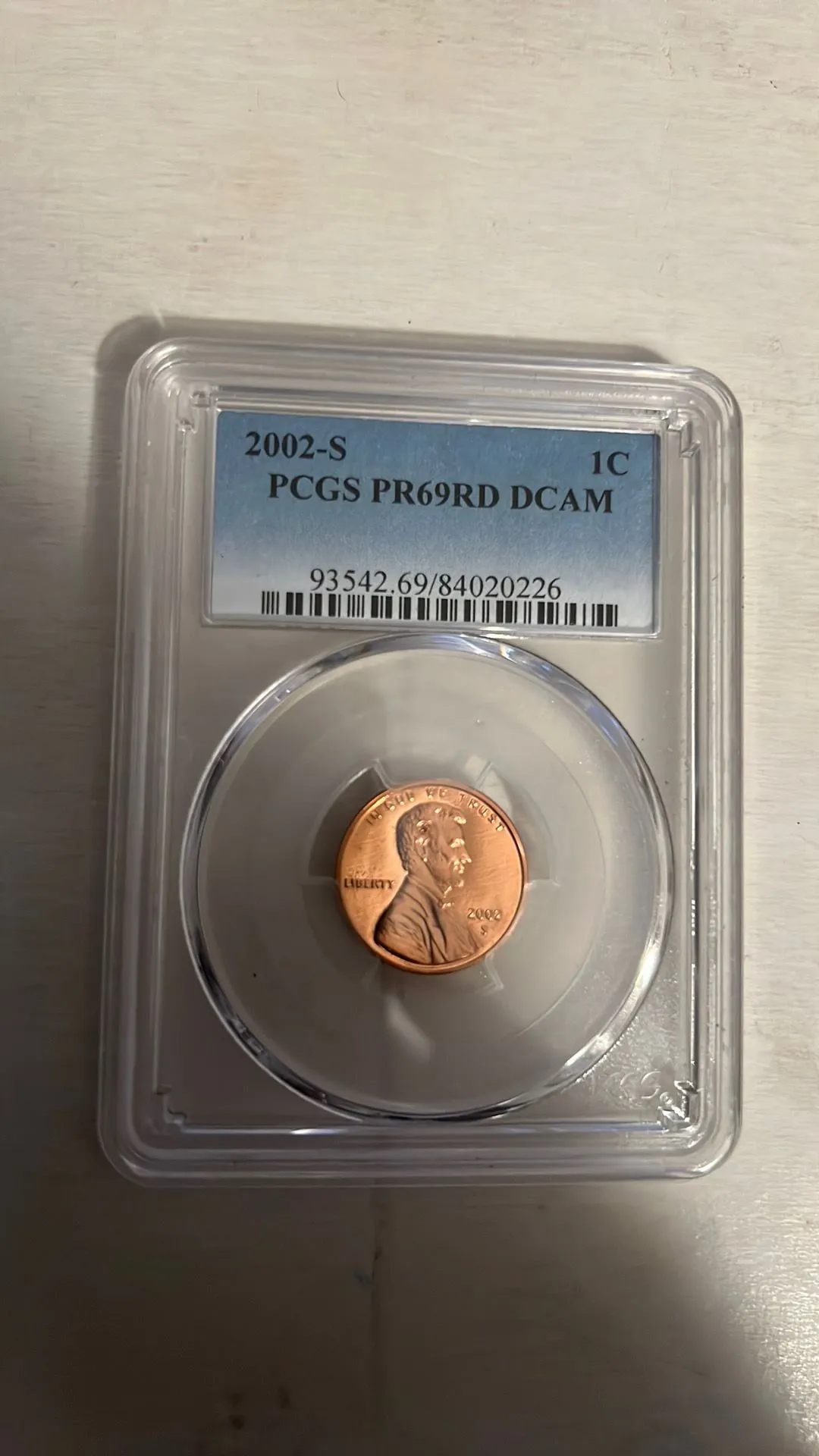 Product image for 2002-S 1¢ Penny Proof 69 DCAM