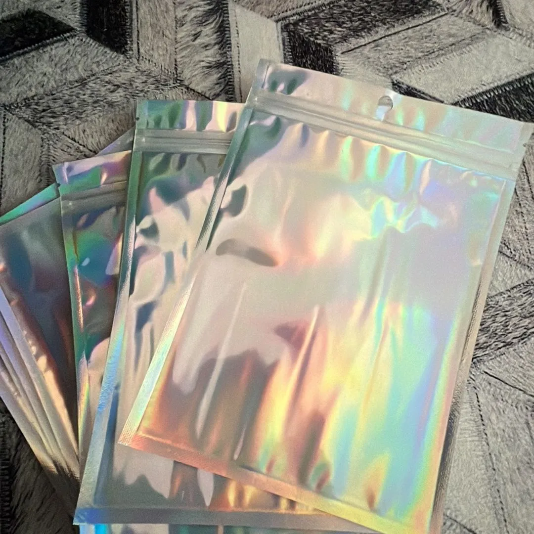 Product image for Resealable Mylar Holographic Ziplock Bags 5.5x7.8 (Lot of 10)