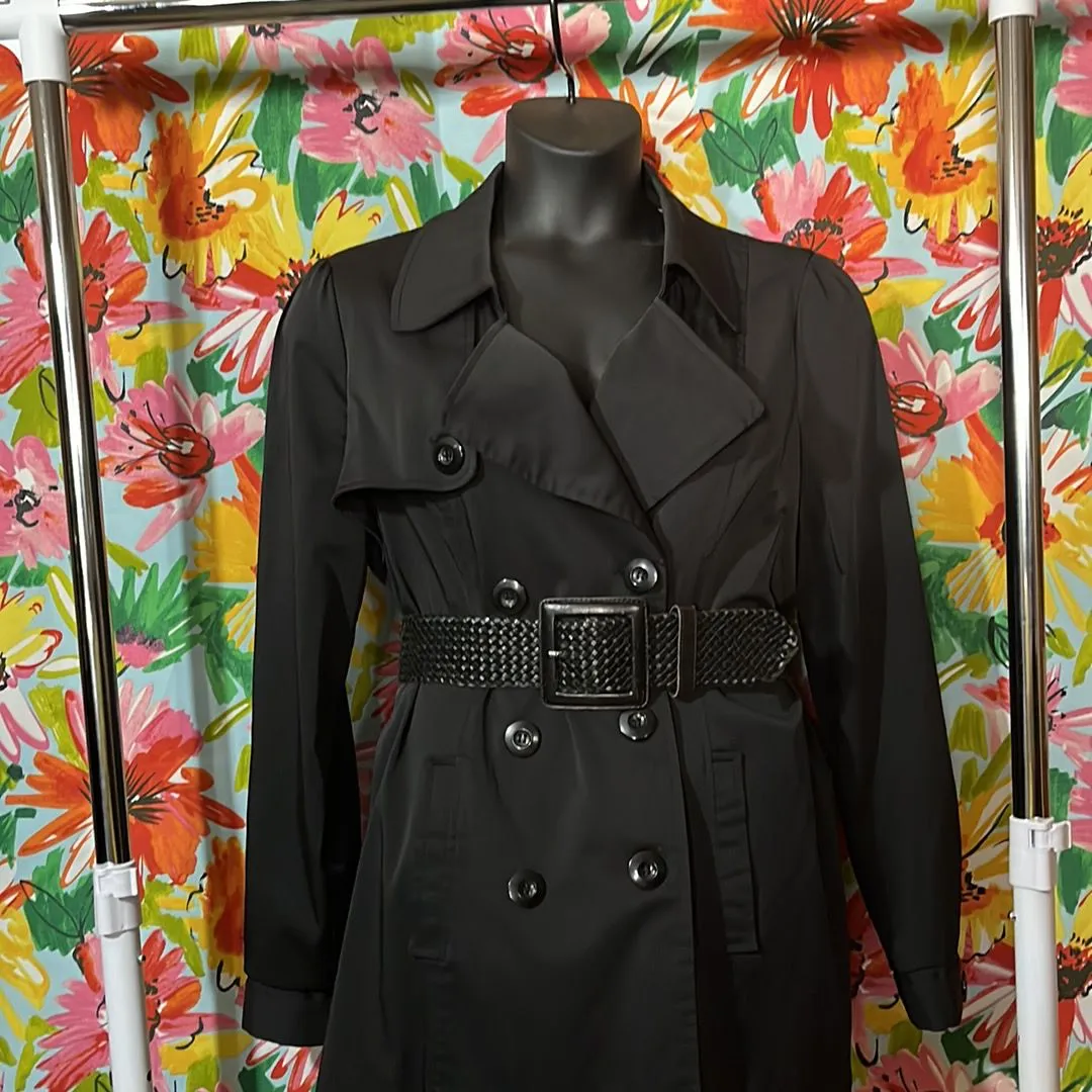 Product image for Black Vertigo Half Trench Coat (Belt Not Included)