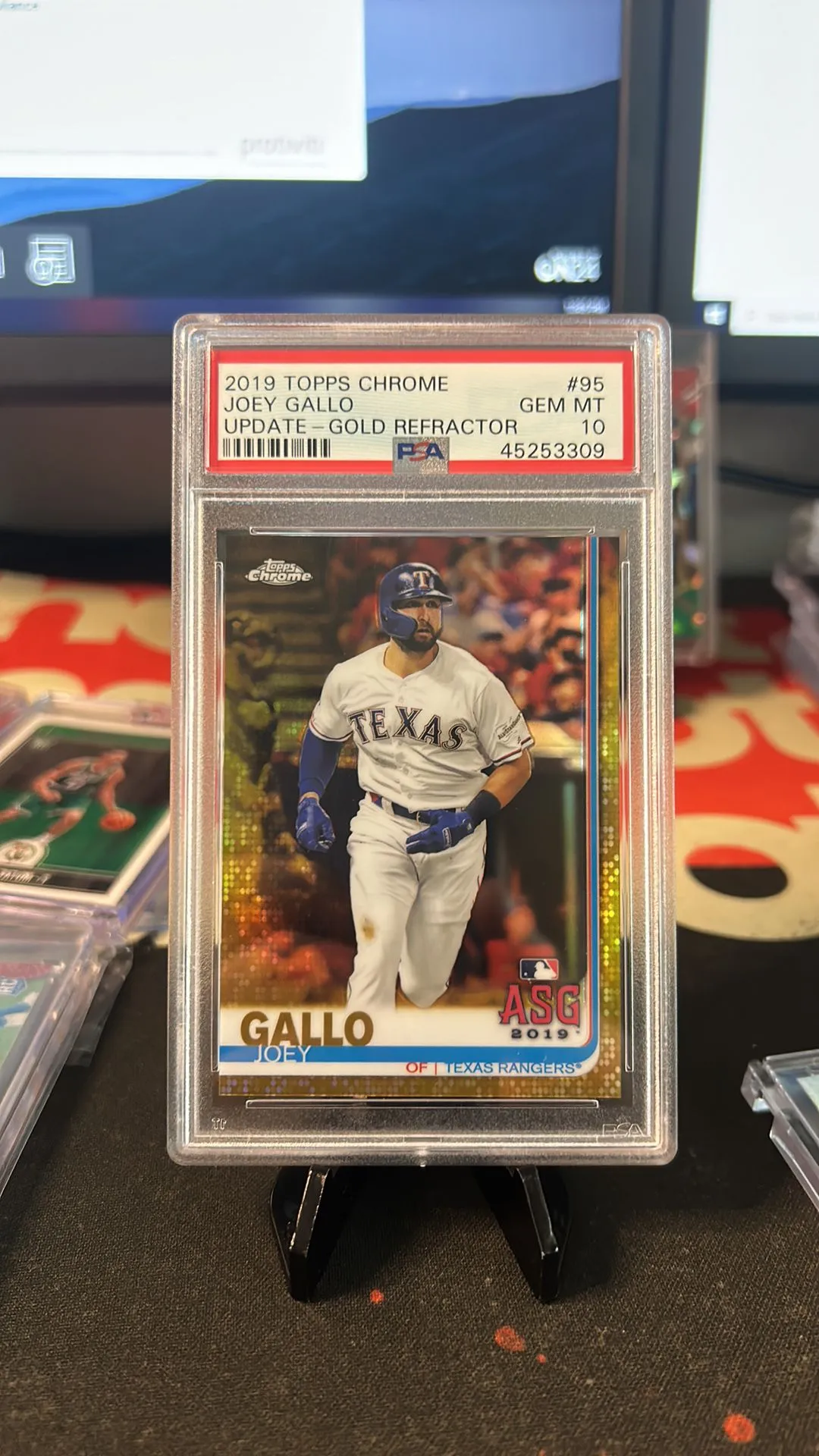 Product image for 2019 Topps Chrome Update Joey Gallo 95 Update-Gold Refractor PSA GEM MT 10 /50