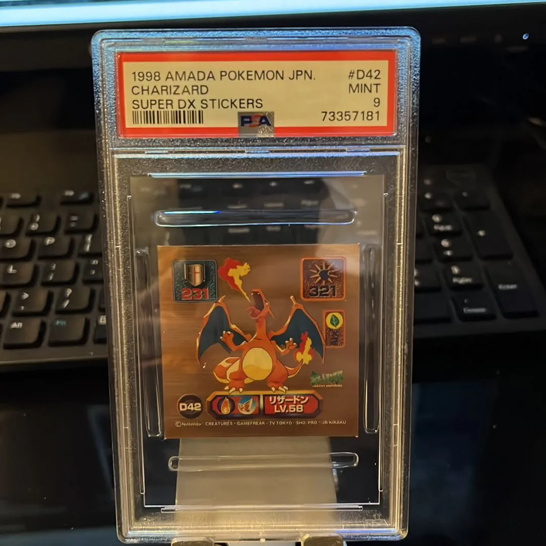 Product image for 1998 Amada Pokemon Japanese Super Dx Stickers Charizard Super Dx Stickers PSA MINT 9