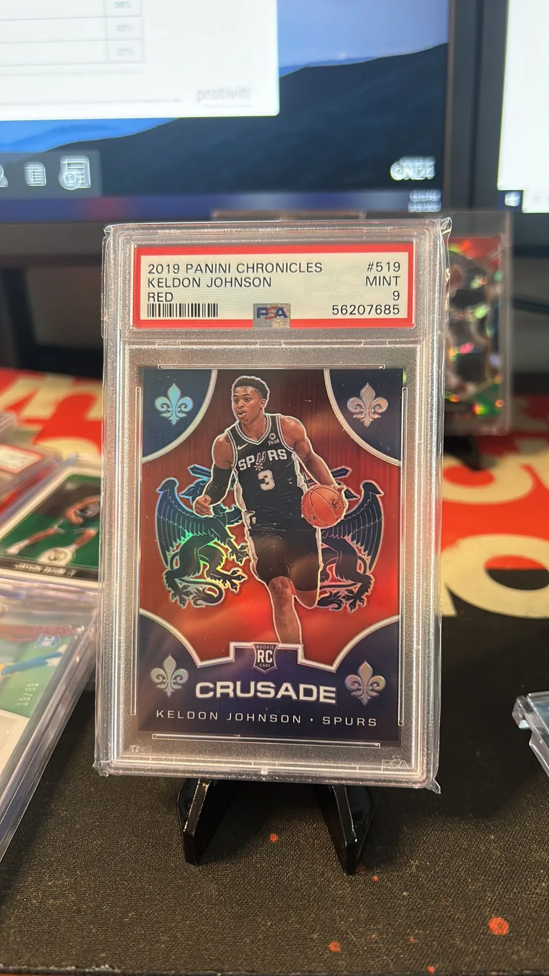 Product image for 2019 Panini Chronicles Keldon Johnson 519 Red PSA MINT 9 /149