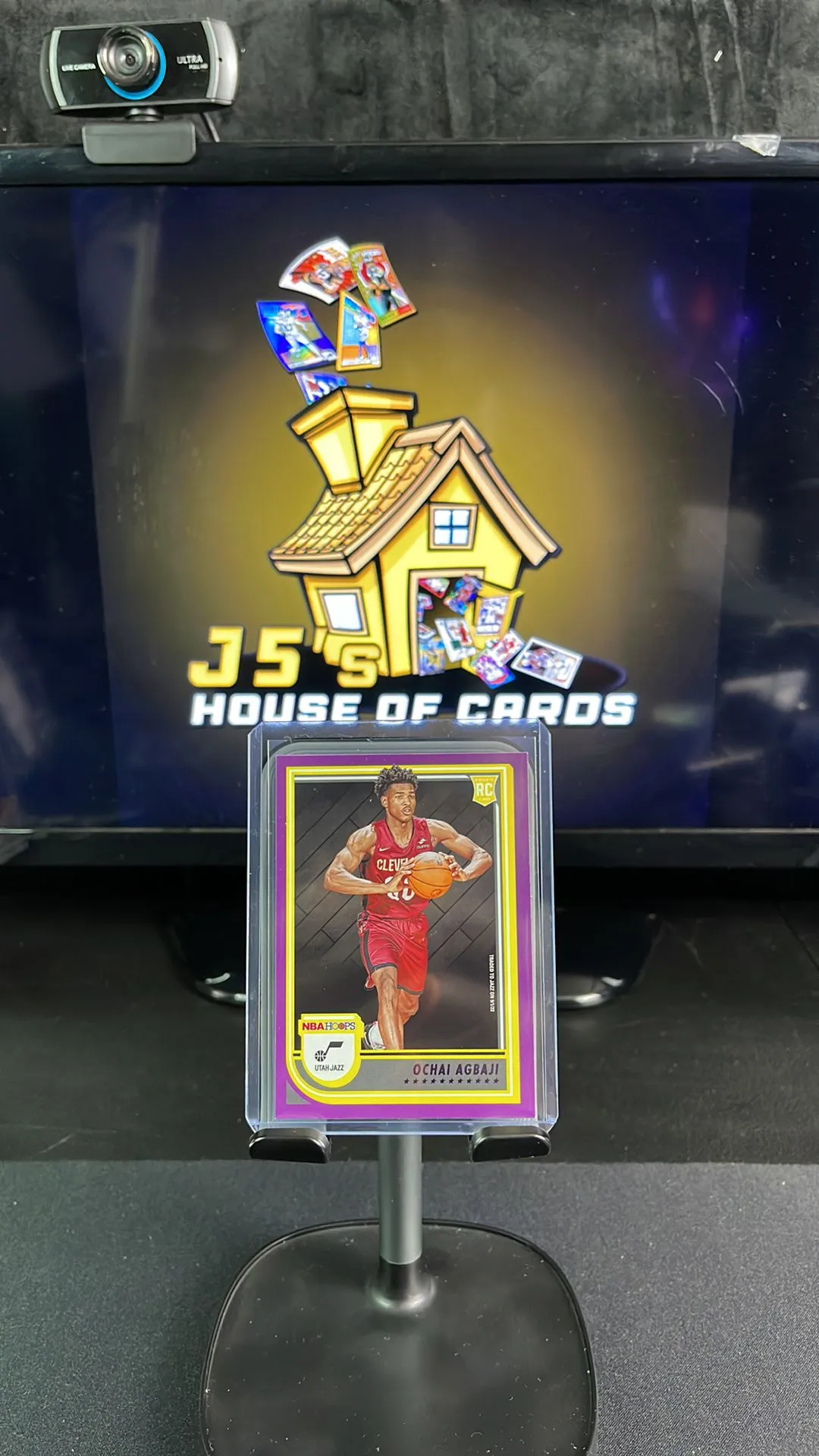 Product image for 2022-23 NBA Hoops Ochai Agbaji Purple Variation Rookie Card * Jazz * Kansas