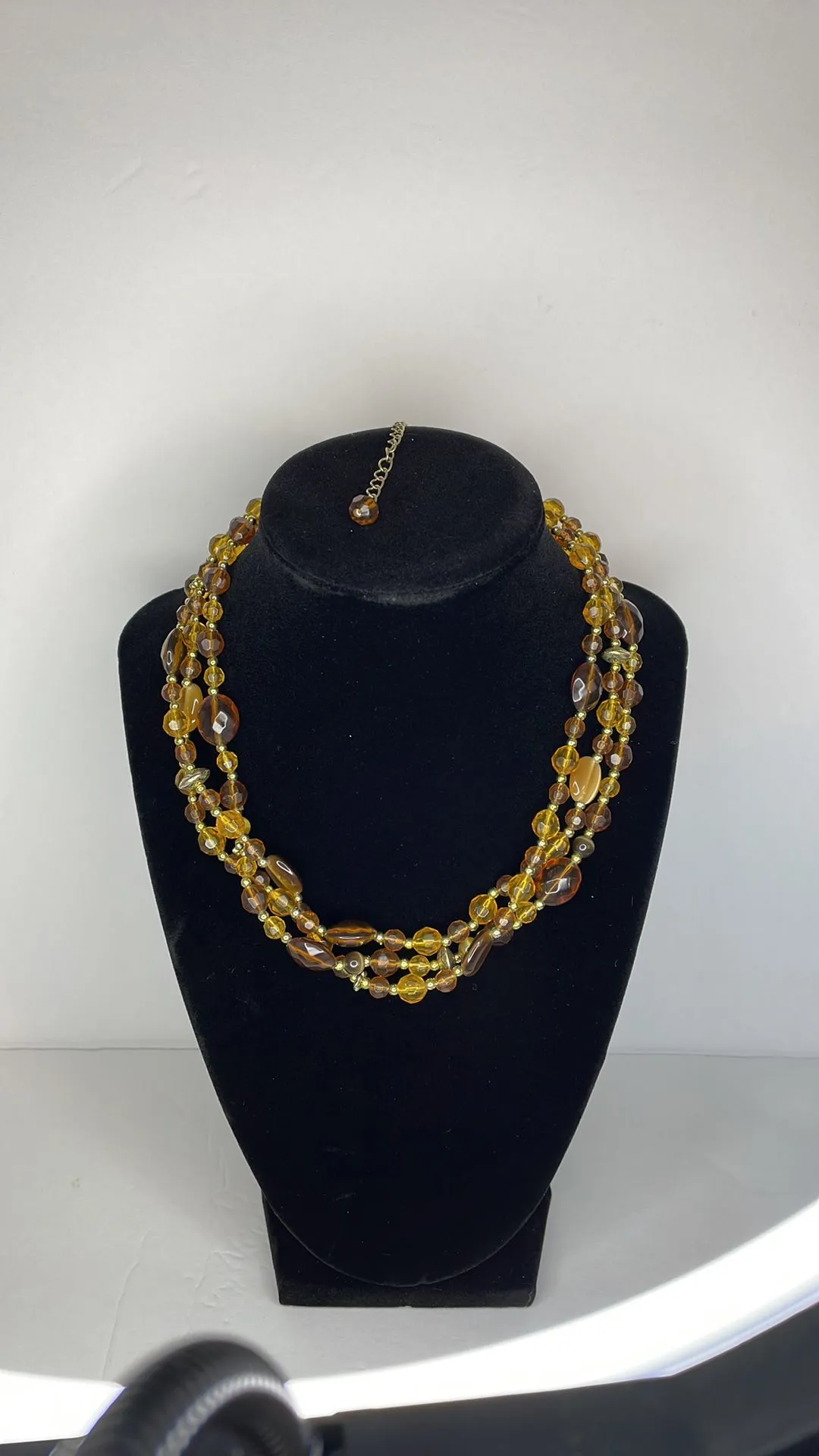 Product image for Necklace orange yellow brown gold tone bead