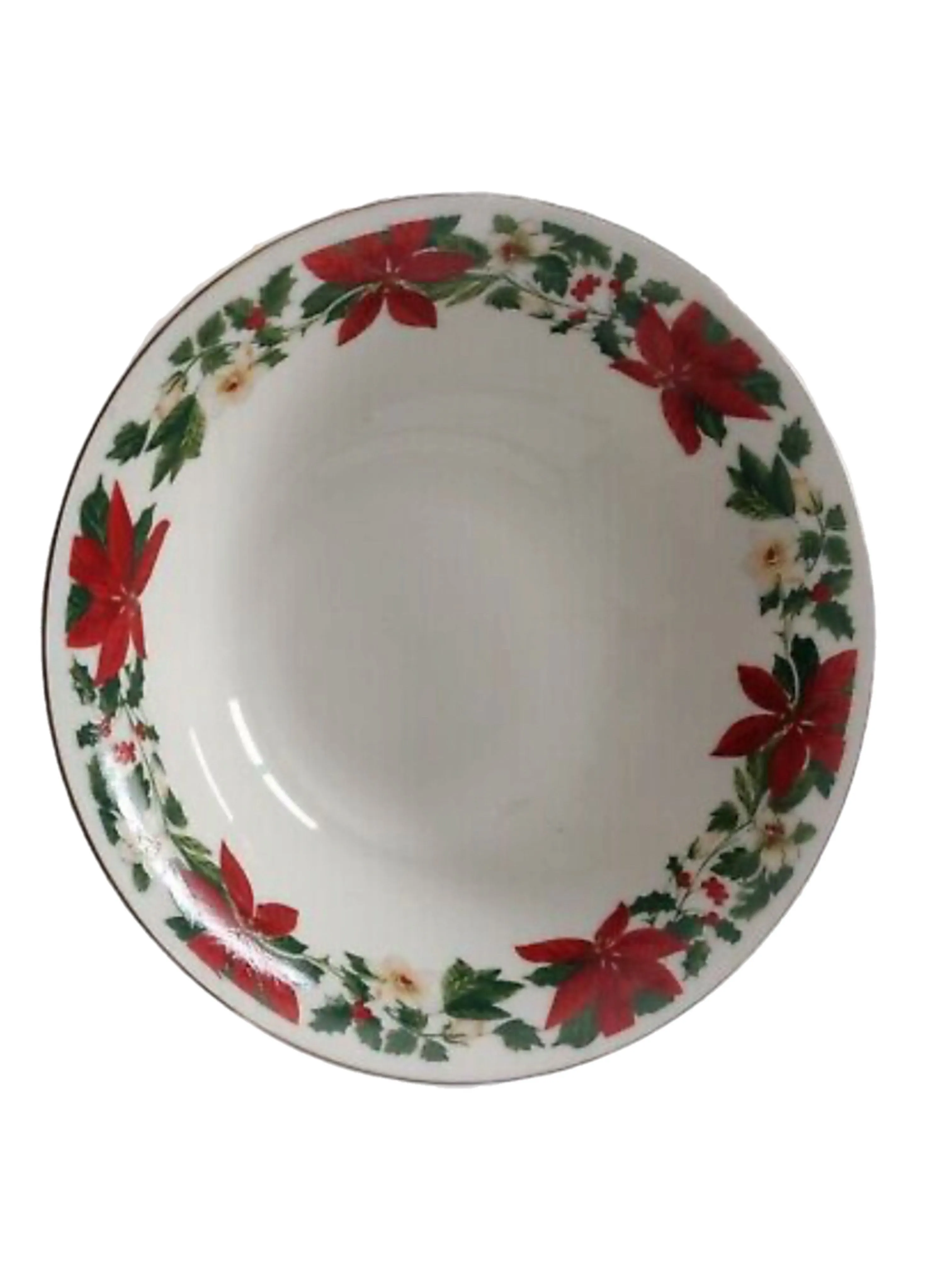 Product image for Vintage Gibson Everyday Poinsettia Christmas Serving Vegetable Bowl 9”