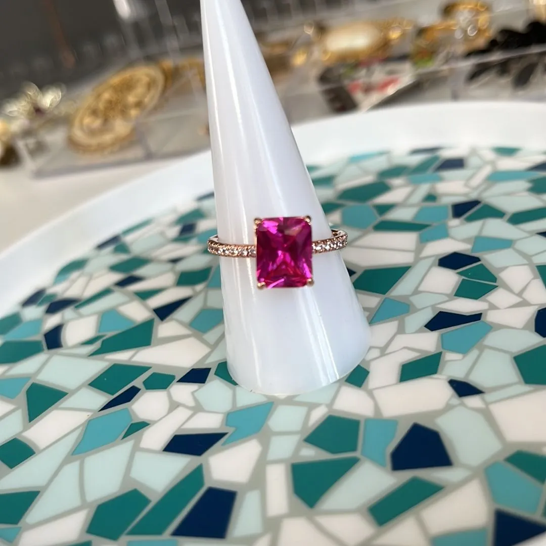 Product image for Rose Gold Plated Hot Pink Ring