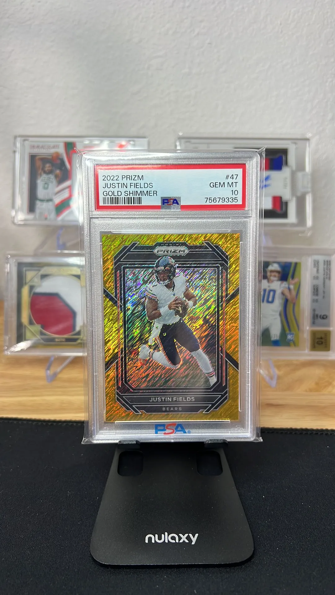 Product image for 2022 Panini Prizm Justin Fields 47 Gold Shimmer PSA GEM MT 10