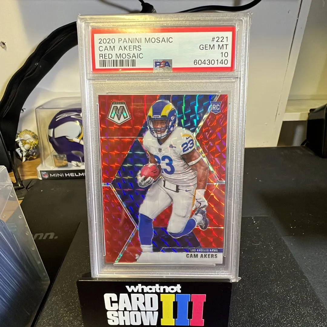 Product image for 2020 Panini Mosaic Cam Akers 221 Red Mosaic PSA GEM MT 10