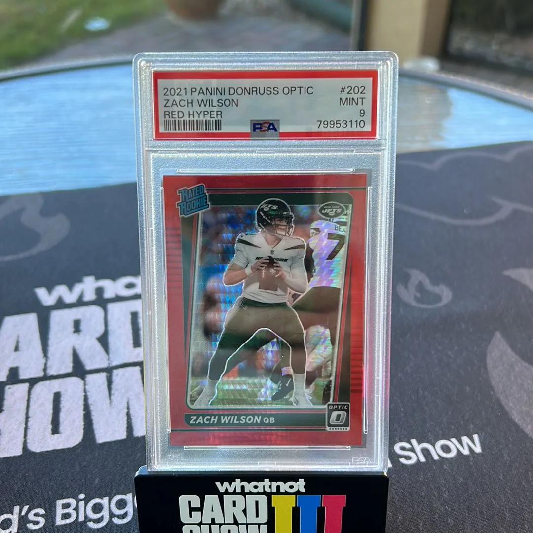 Product image for 2021 Panini Donruss Optic Zach Wilson 202 Red Hyper PSA MINT 9