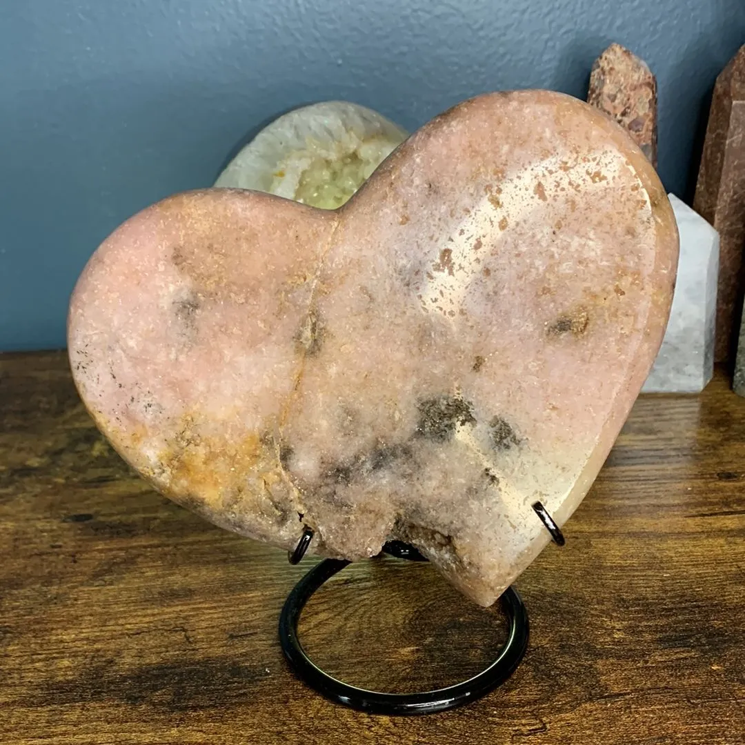 Product image for SALE** large pink amethyst heart with stand