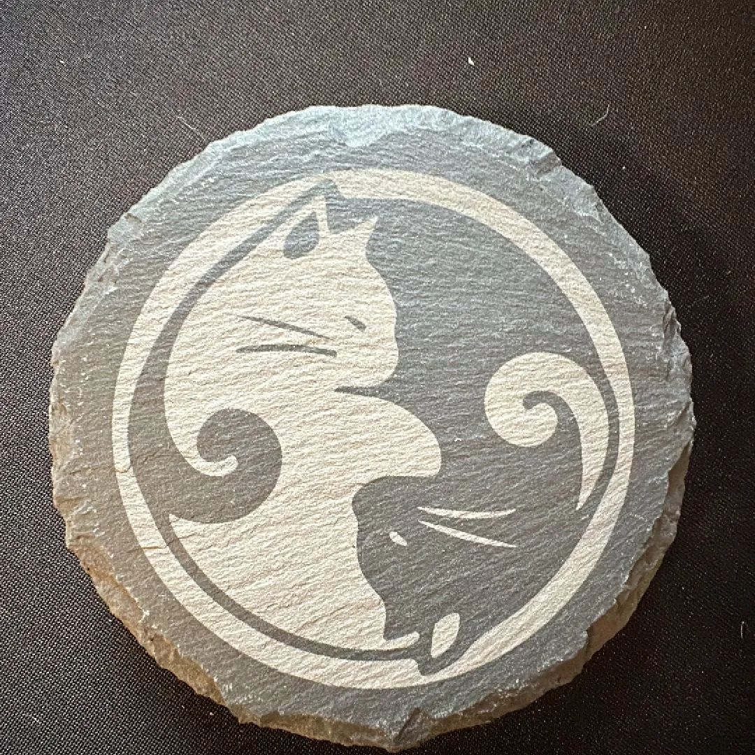 Product image for Yin-yang kitty cat slate coaster set (4pc)