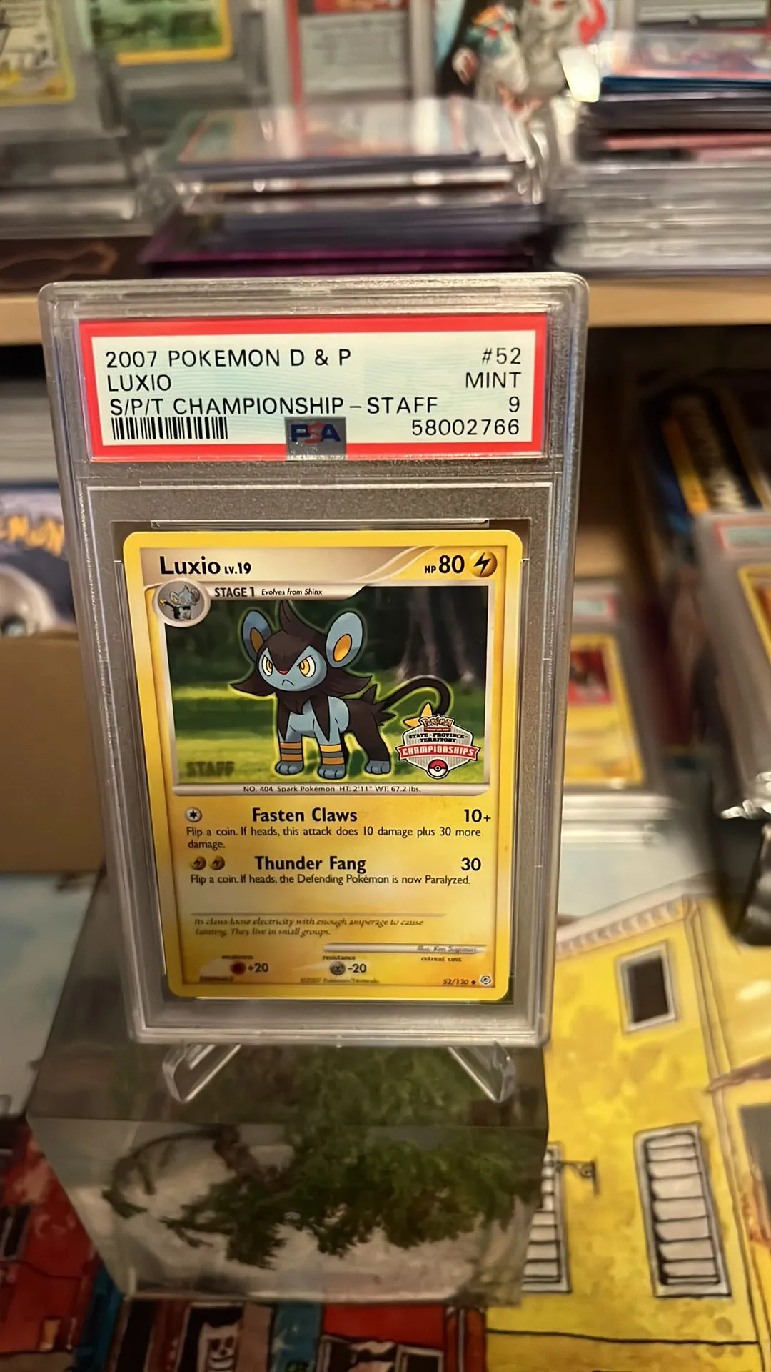 Product image for 2007 Pokemon Diamond & Pearl Luxio S/P/T Championship-Staff PSA MINT 9