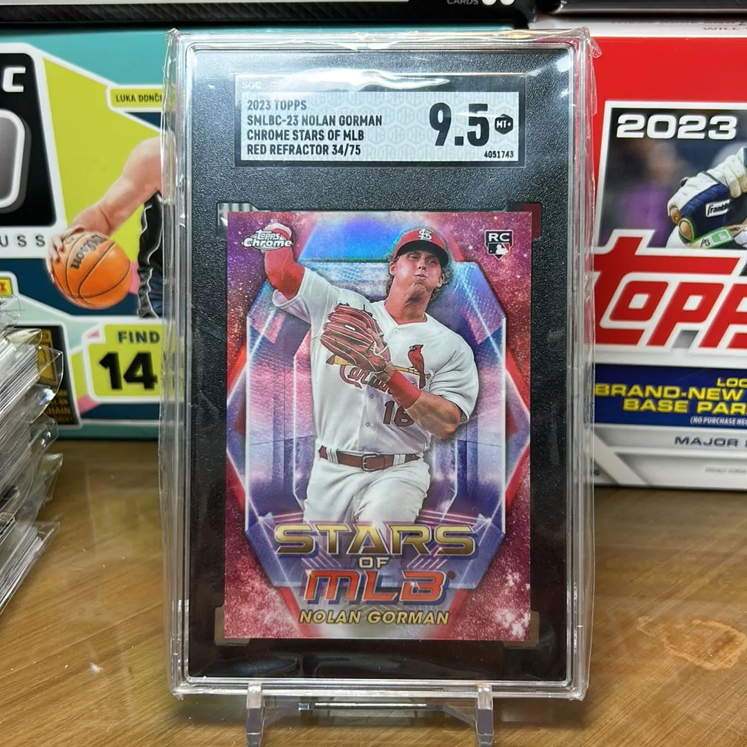 Product image for 2023 Topps Nolan Gorman SGC Chrome Stars Of Mlb Red Refractor 9.5