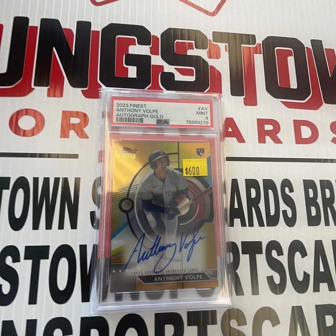 Product image for 2023 Topps Finest Finest Autographs Anthony Volpe AV Autograph-Gold PSA MINT 9