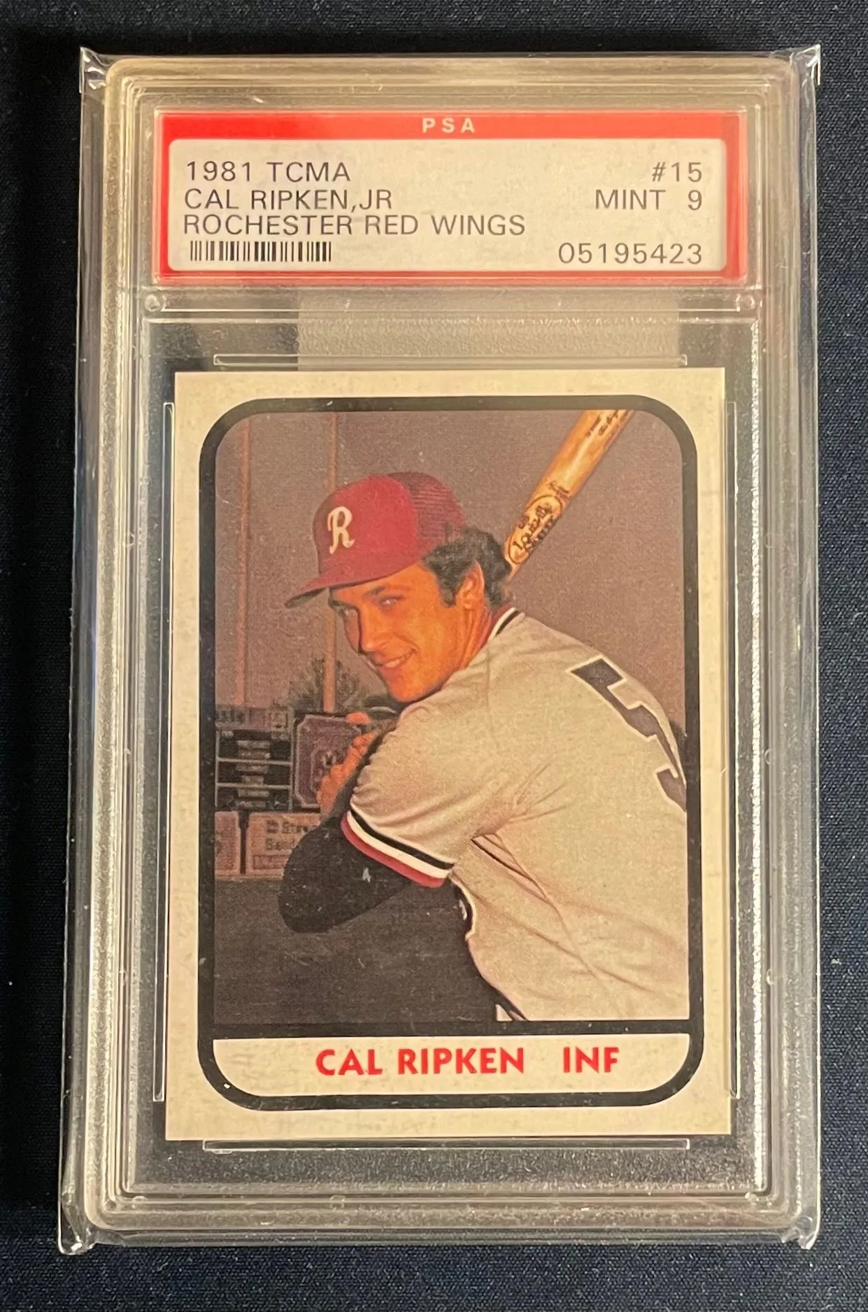 Product image for 1981 TCMA ROCHESTER RED WINGS #15 CAL RIPKEN JR. RC HOF PSA 9