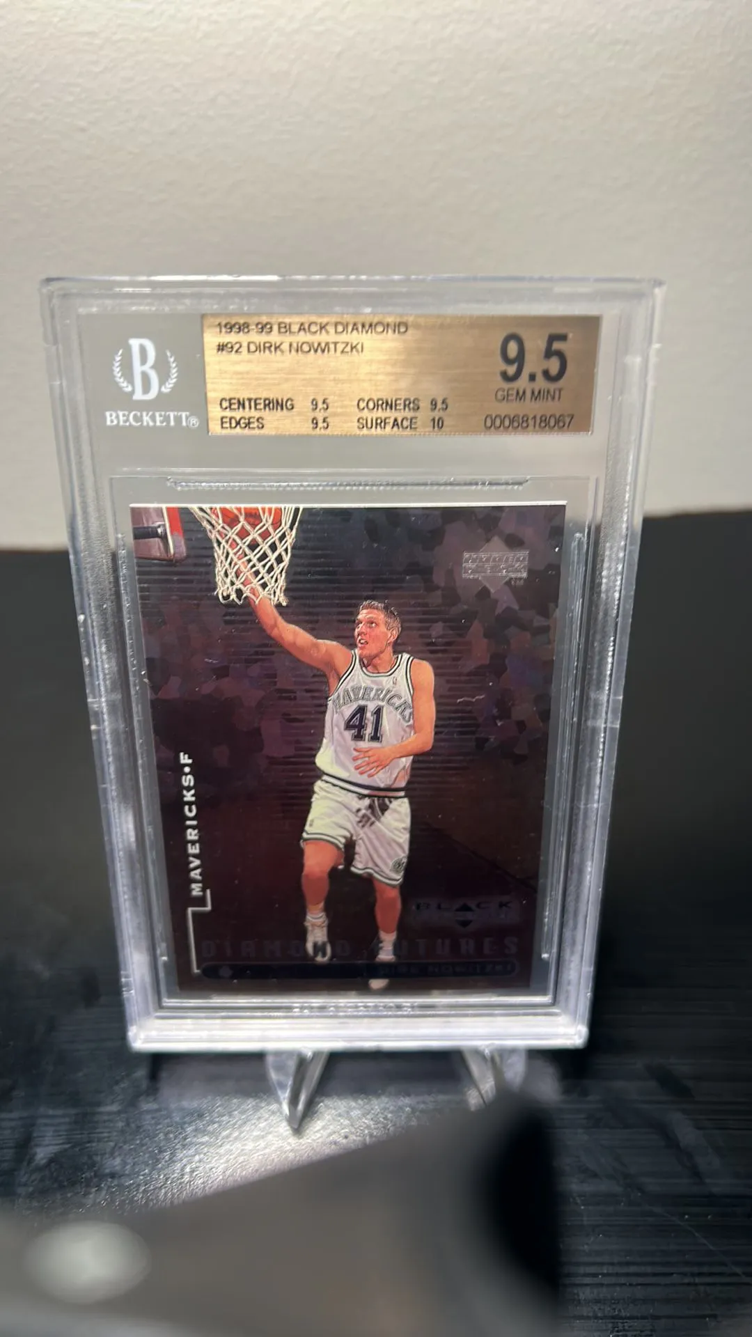 Product image for 1998-99 UD Black Diamond #92 Dirk Nowitzki BGS 9.5 GEM Mint