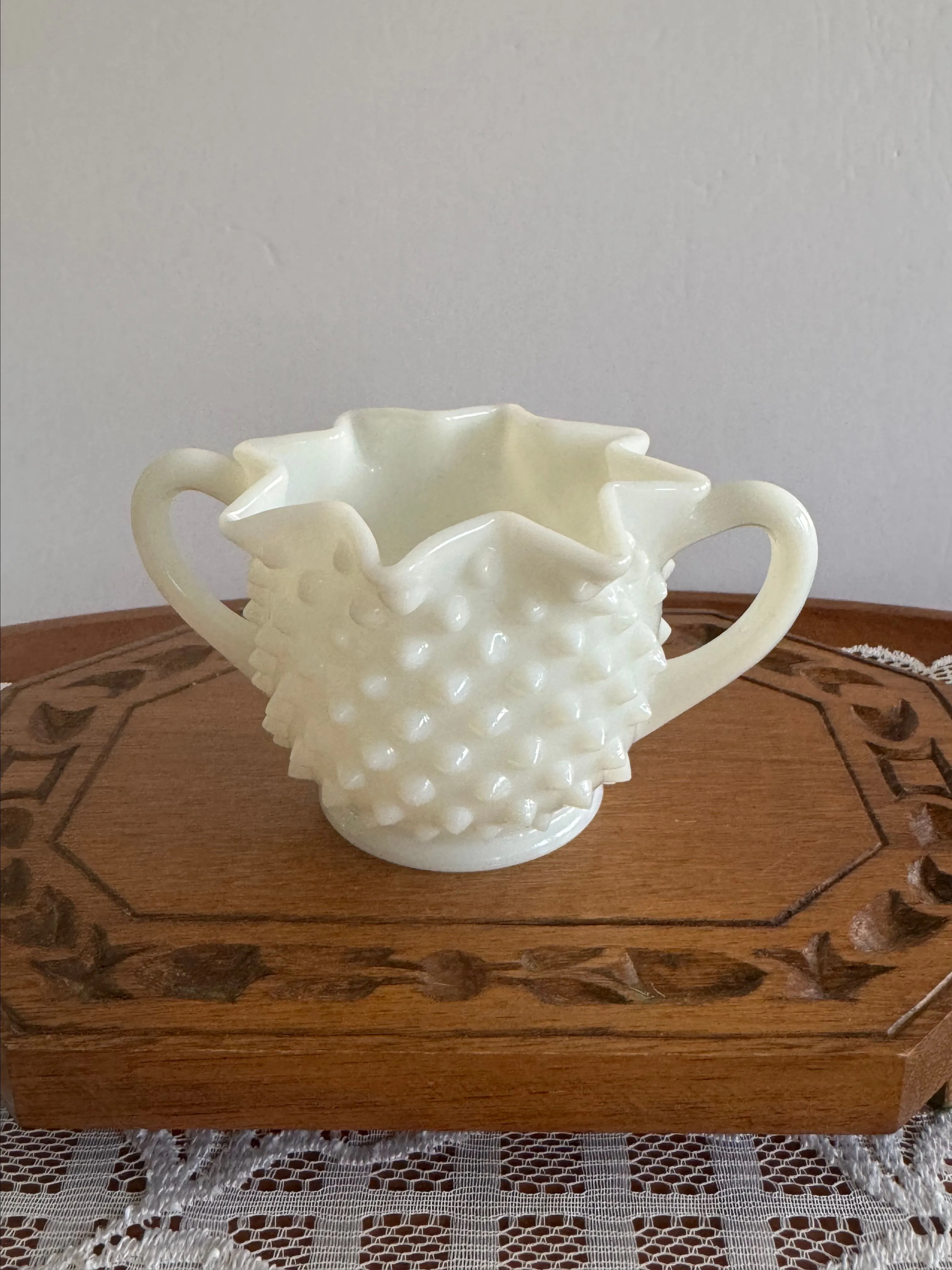 Product image for Milk Glass Hobnail Pattern Sugar Bowl
