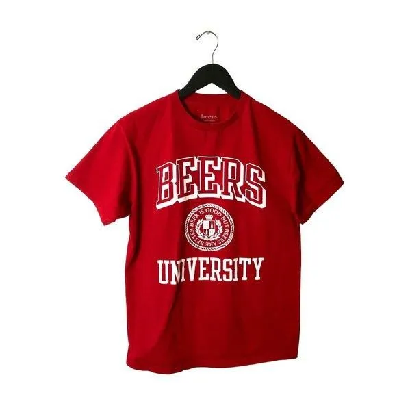 Product image for Beers University T Shirt Classic Statement Graphic Tee Short Sleeve Medium