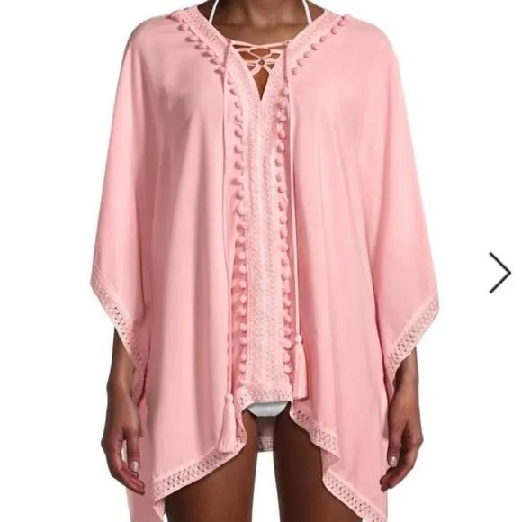 Product image for LULLA COLLECTION BY BINDYA  Pom-pom Trimmed Kimono In Peach