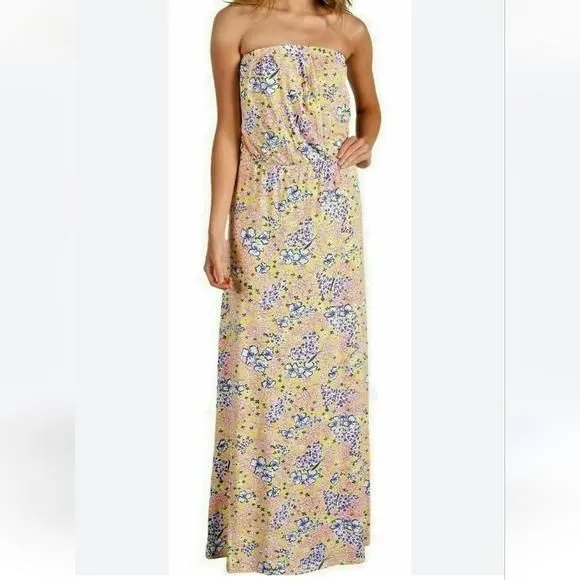 Product image for Lilly Pulitzer Marlisa Yellow Starfruit Maxi Dress Strapless - Size XS