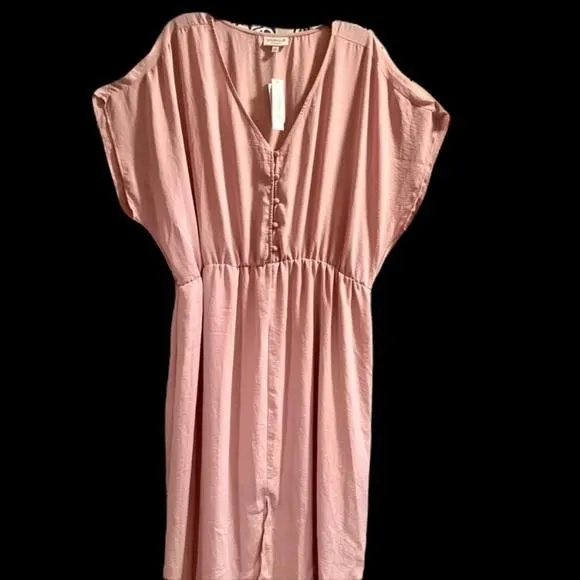 Product image for (3X)- Studio B Light Pink Linen Button Dress