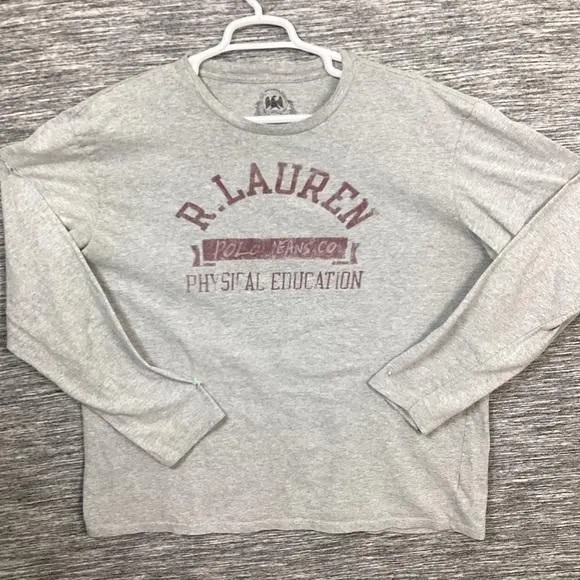 Product image for Polo Ralph Lauren Men’s Grey Round Neck Long Sleeve Cotton Tee