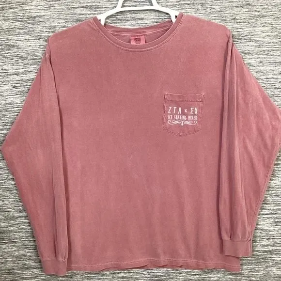 Product image for Men’s Faded Burgundy Round Neck Long Sleeve Cotton Shirt ZTA x EX Skating 2016