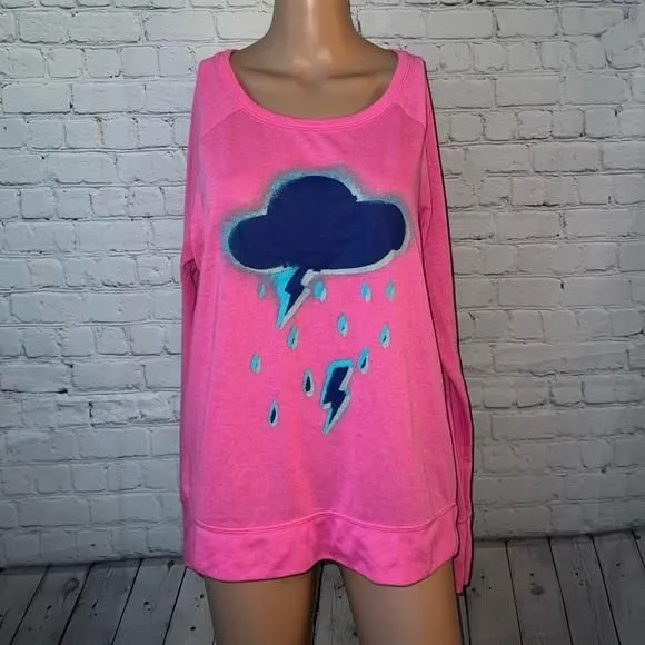 Product image for Xhilaration Pink & Blue Thunder Cloud long sleeve shirt size XL